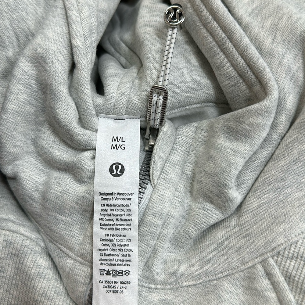 LuluLemon Scuba Oversized Half-Zip Hoodie in Heathered Core Ultra Light Grey - Picture 3 of 4
